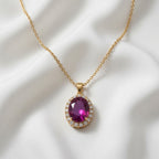 Zircon Stone Pendant necklace - (Red / White)