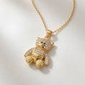 Bear Pendant Necklace - White Gold
