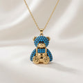 Bear Pendant Necklace - Blue