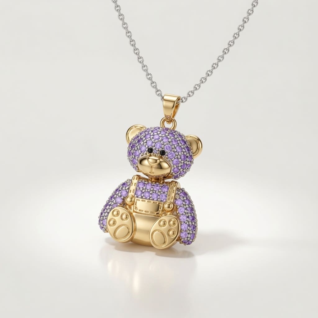 Bear Pendant Necklace - Various colors
