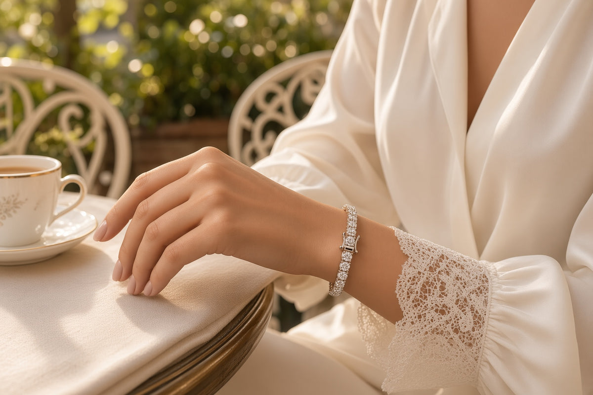 Classic Silver and Gold Moissanite Bracelet